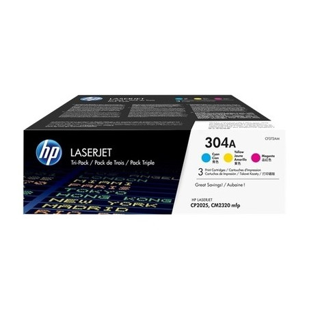 304A - Pack 3 Toner Marque Hp CF372AM, 304A - Cyan Magenta Jaune