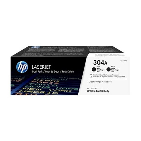 304A - Pack 2 Toner Marque Hp CC530AD, 304A - noir