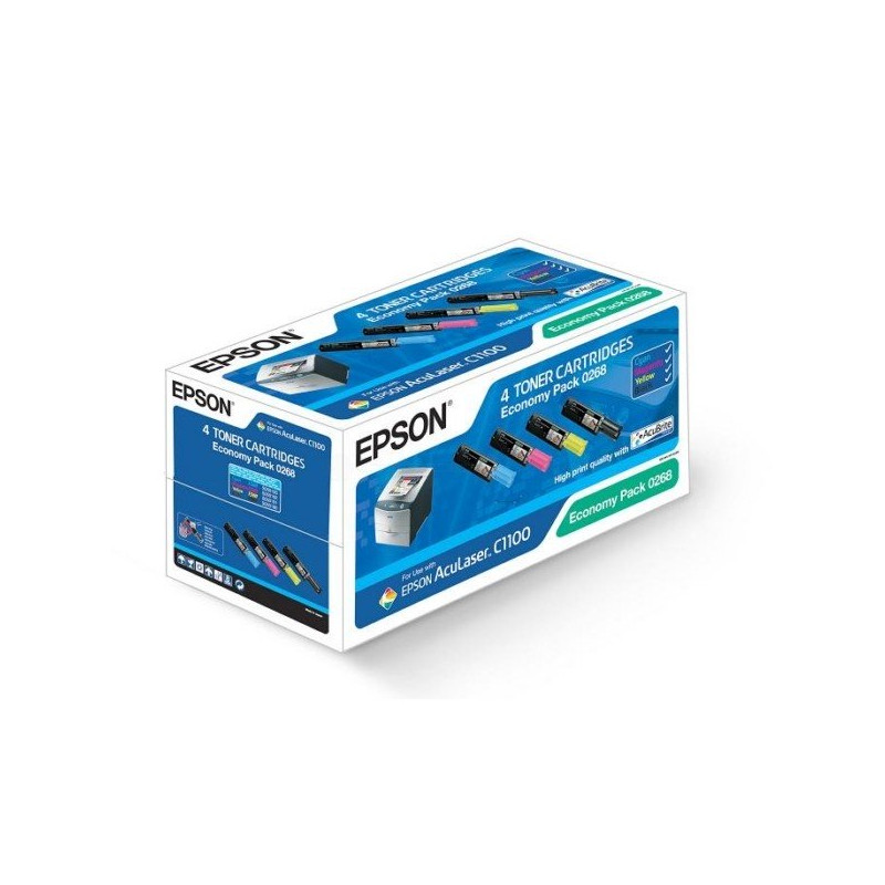 1100 - Pack 4 Toner Marque Epson S050268 - Noir Cyan Magenta Jaune
