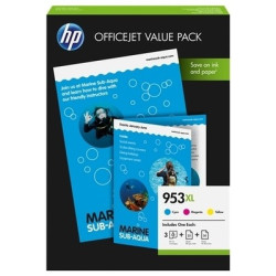Hp 953XL - Pack x 3 jet d'encre marque + papier photo 1CC21AE - Cyan Magenta Yellow