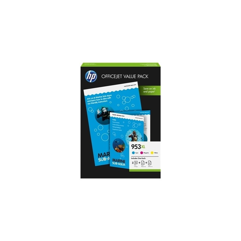 Hp 953XL - Pack x 3 jet d'encre marque + papier photo 1CC21AE - Cyan Magenta Yellow