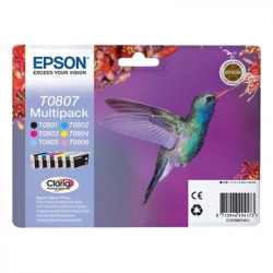 807 - Pack x 6 Cart. Encre Marque Epson C13T08074011 - Noir Cyan Magenta Jaune