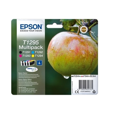 1295 - Pack x 4 Cart. Encre Marque Epson C13T12954010 - Noir Cyan Magenta Jaune