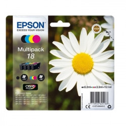 18 - Pack x 4 Cart. Encre Marque Epson C13T18064010 - Noir Cyan Magenta Jaune