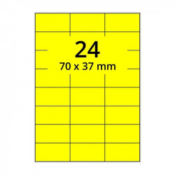 Etiquettes jaune 3160 – 24 étiquettes 70x37 sur format feuille A4 - Boite de 100 planches