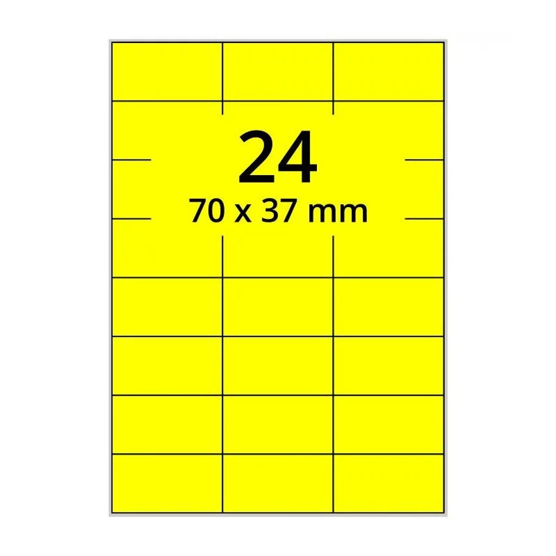 Etiquettes jaune 3160 – 24 étiquettes 70x37 sur format feuille A4 - Boite de 100 planches