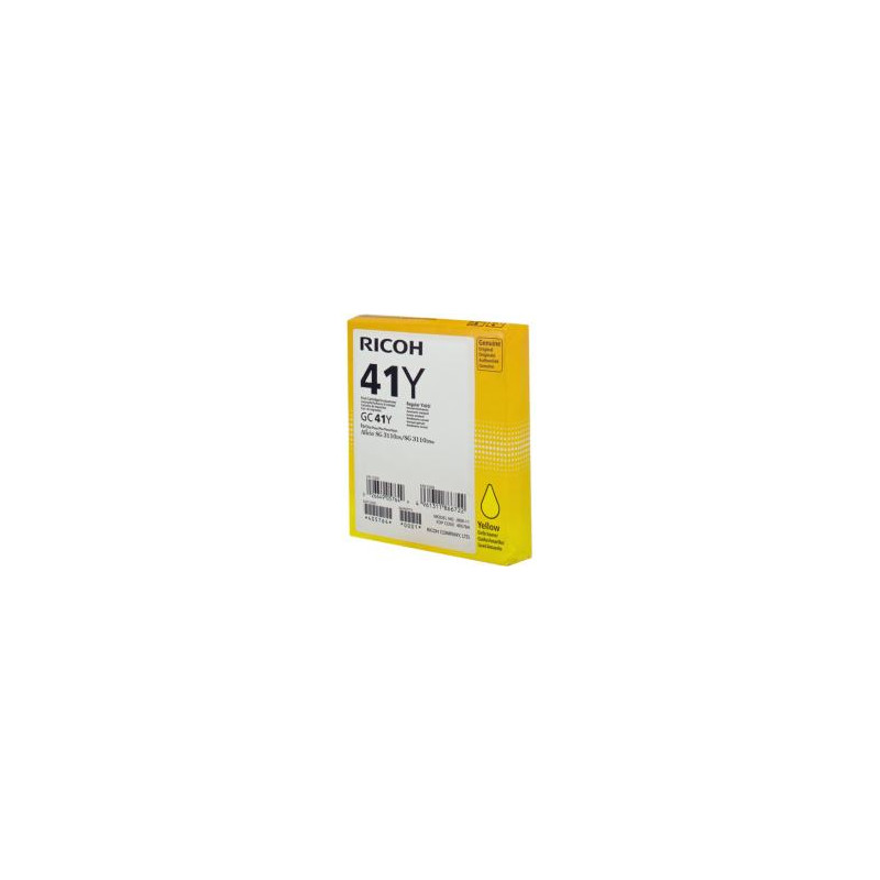 GC-41 - Cart. Encre Marque Ricoh 405764, GC41Y - Jaune