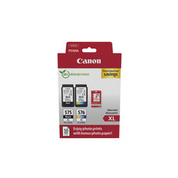 Canon 575XL/576XL - Pack x 2 jet d'encre original + 50 papier photo 5437C006 - Black + Tricolor