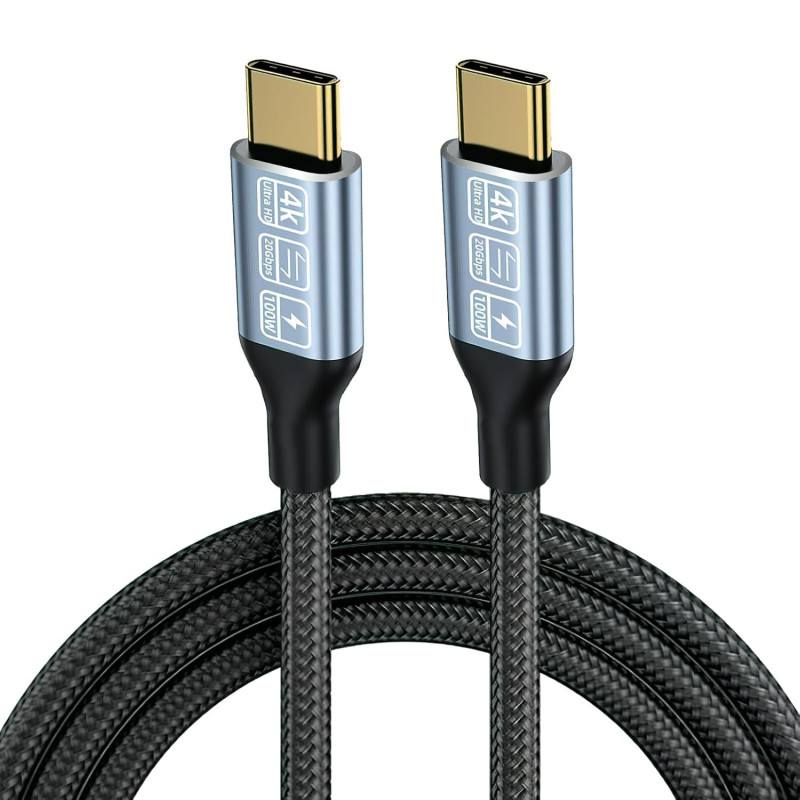 Cable USB C vers USB C 20 Gbps, Câble USB 3.2 Gen2, 100W 20V/5A usbc charge rapide, Transmission vidéo 4K, 0.5m