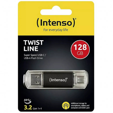 INTENSO Clé USB 3.2 Twist Line - 128 Go Type-C et Type-A, Anthracite (184002)