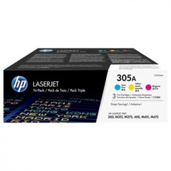 305A - Pack 3 Toner Marque Hp CF370AM, 305A - Cyan Magenta Jaune