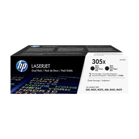 305X - Pack 2 Toner Marque Hp CE410XD, 305X - noir