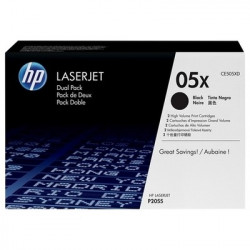 05X - Pack 2 Toner Marque Hp CE505XD, 05X - noir