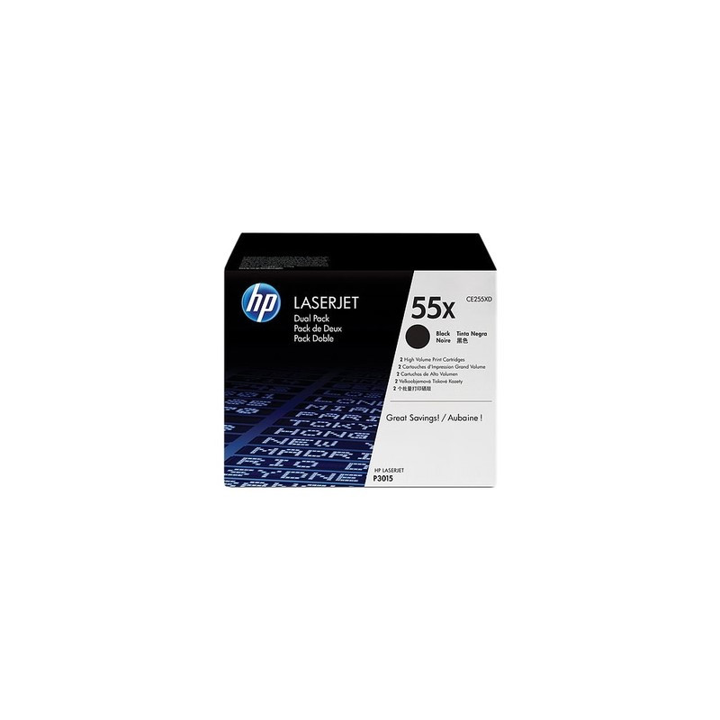 55X - Pack 2 Toner Marque Hp CE255XD - noir