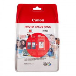 560XL/561XL - Pack x 2 Cart. Encre Marque Canon 3712C004 - Noir Tricolor + Papier photo x 50