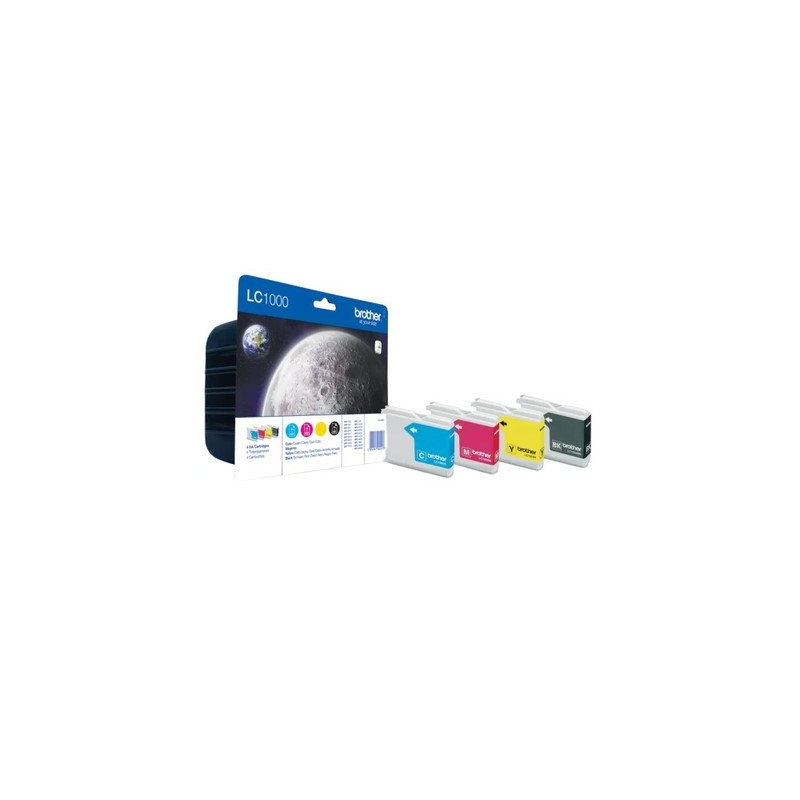 1000 - Pack x 4 Cart. Encre Marque Brother LC1000 BK/LC1000 CY/LC1000 MG/LC1000 YL - Noir Cyan Magenta Jaune