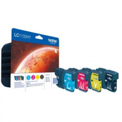 1100 - Pack x 4 Cart. Encre Marque Brother LC1100HYVALBP - Noir Cyan Magenta Jaune