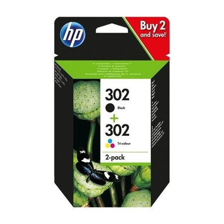 302 - Pack x 2 Cart. Encre Marque Hp X4D37AE - Noir Tricolor