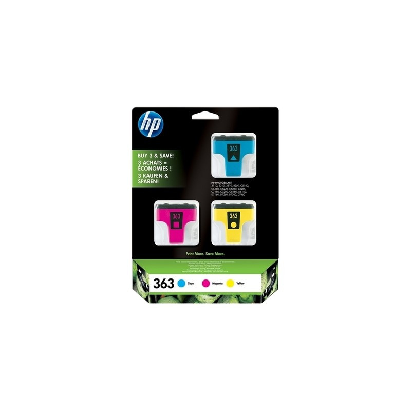 363 - Pack x 3 Cart. Encre Marque Hp CB333EE - Cyan Magenta Jaune