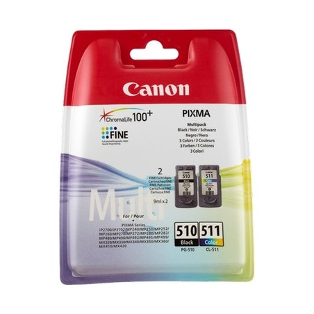 510/511 - Pack x 2 Cart. Encre Marque Canon 2970B010 - Noir Tricolor