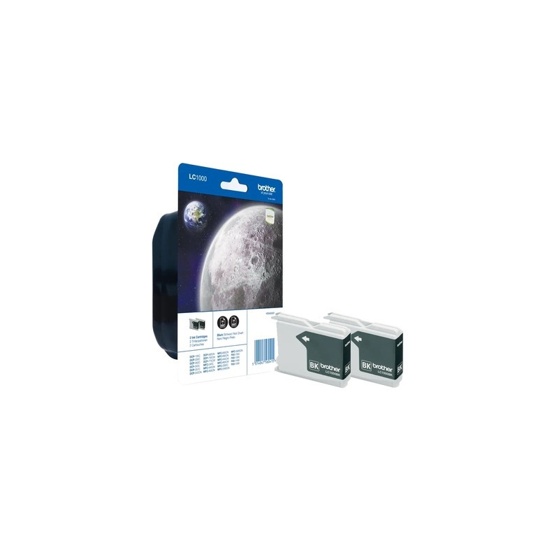 1000 - Pack x 2 Cart. Encre Marque Brother LC1000BKBP2 - noir