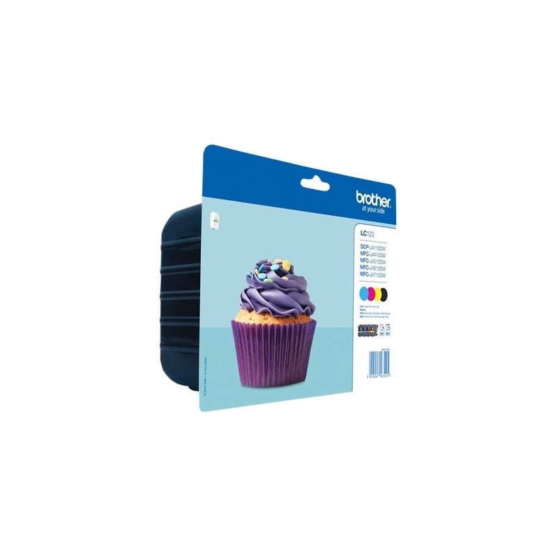 123 - Pack x 4 Cart. Encre Marque Brother LC123 - Noir Cyan Magenta Jaune