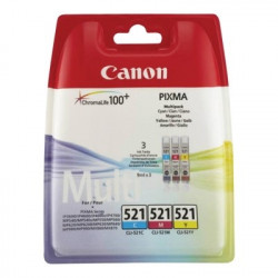 521 - Pack x 3 Cart. Encre Marque Canon CLI-521, 2934B010 - Cyan Magenta Jaune