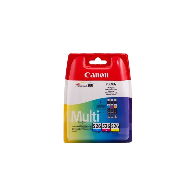 526 - Pack x 3 Cart. Encre Marque Canon CLI-526, 4541B009 - Cyan Magenta Jaune