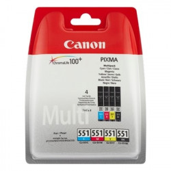 551 - Pack x 4 Cart. Encre Marque Canon 6509B009 - Noir Cyan Magenta Jaune
