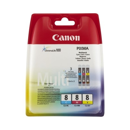 8 - Pack x 3 Cart. Encre Marque Canon 0621B029 - Cyan Magenta Jaune