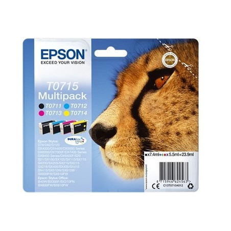 715 - Pack x 4 Cart. Encre Marque Epson C13T07154012 - Noir Cyan Magenta Jaune