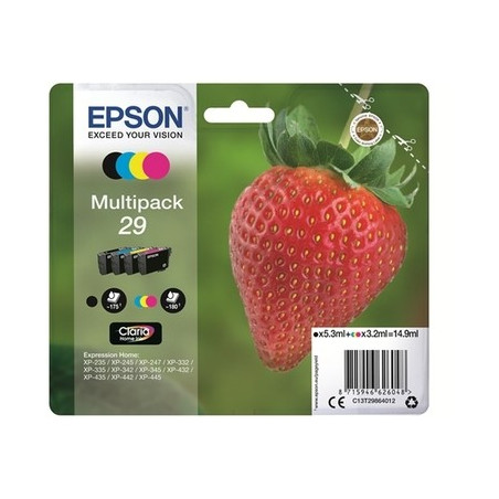 29 - Pack x 4 Cart. Encre Marque Epson C13T29864012 - Noir Cyan Magenta Jaune