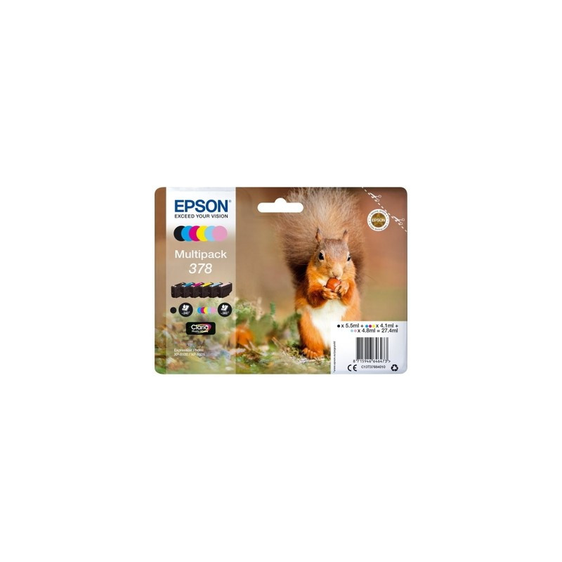 378 - Pack x 6 Cart. Encre Marque Epson C13T37884010 - Noir Cyan Magenta Jaune