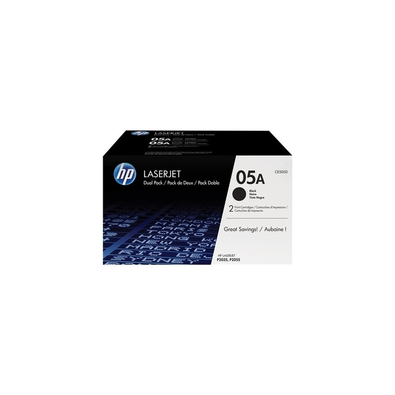 05A - Pack 2 Toner Marque Hp CE505D, 05A - noir