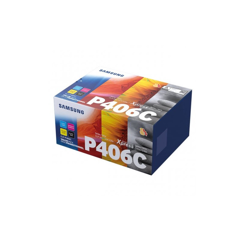 P406C - Pack 4 Toner Marque Samsung CLT-P406CELS, SU375A - Noir Cyan Magenta Jaune